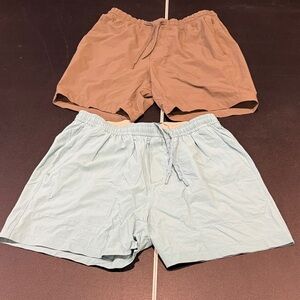 lululemon athletica Men's Olive Green and Light blue/teal Athletic Shorts